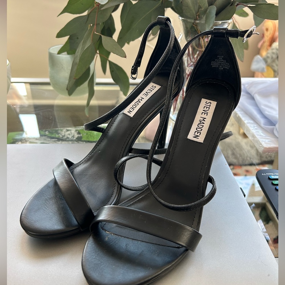 steve madden feliz black strappy heels